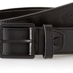 Lacoste PVC Pique Embossed-Croc Belt - Black - Mens