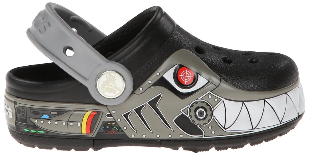 Crocs CrocsLights Robo Shark Clog Sandal - Black/Silver - Toddler Mules & Clogs 1 Crocs CrocsLights Robo Shark Clog Sandal - Black/Silver - Toddler Mules & Clogs