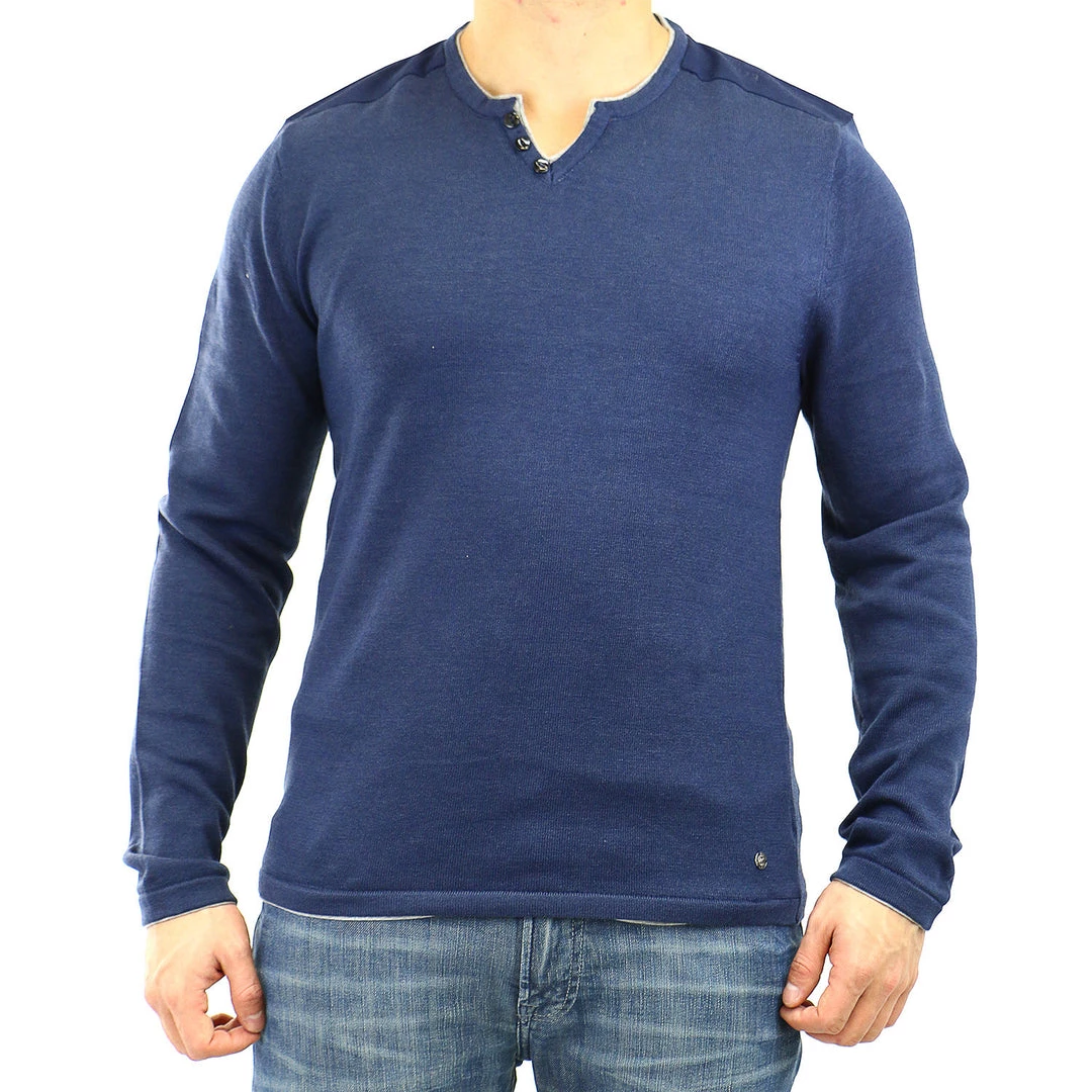 Buffalo Walleys L/S Slit Neck Tee - Heather Whale - Mens 1 Buffalo Walleys L/S Slit Neck Tee - Heather Whale - Mens
