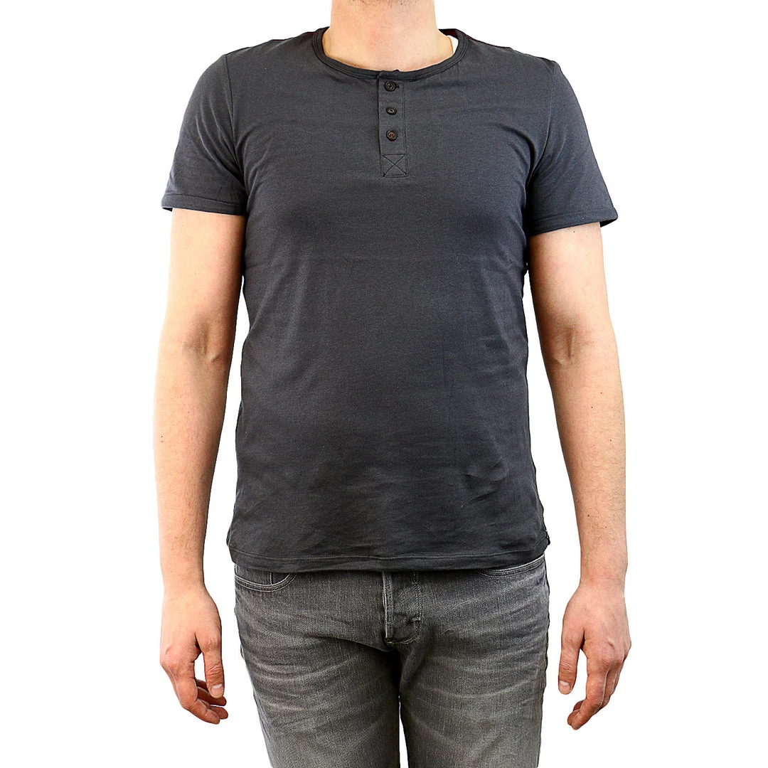 Buffalo By David Bitton Nifun Cotton Henley T-Shirt Casual Tee - Faded Cannon - Mens 1 Buffalo By David Bitton Nifun Cotton Henley T-Shirt Casual Tee - Faded Cannon - Mens