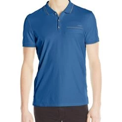 Calvin Klein Polo With Contrast Collar Piping - Black - Mens