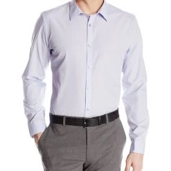 Calvin Klein Poplin Long Sleeve Woven Shirt - Knight Blue - Mens