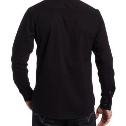 Calvin Klein Solid Button-Front Woven Shirt - Black - Mens