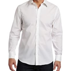 Calvin Klein Solid Button-Front Woven Shirt - Black - Mens