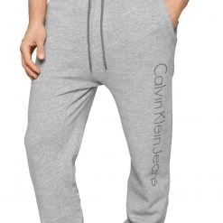 Calvin Klein Modern Fit Knit Logo Pants - Grey Heather - Mens