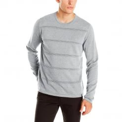 Calvin Klein Sportswear Men's Ottoman Stripe Sweater - Soft Grey Heather - Mens