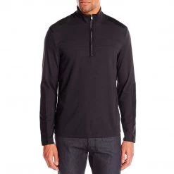 Calvin Klein 1/4 Zip Interlock Sweatshirt With Nylon Details - White - Mens