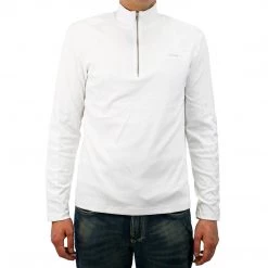 Calvin Klein 1/4 Zip Interlock Sweatshirt With Nylon Details - White - Mens