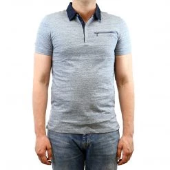 Calvin Klein Jersey With Woven Collar Polo Shirt - Nantucket Heather - Mens