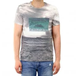 Calvin Klein CKJ Water-Sky Print Fashion Tee - Smoked Pearl - Mens