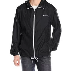 Columbia Flashback Windbreaker Full Zip Rain Jacket - Black/White - Mens