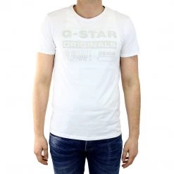 G-Star Wapro Long Crew Neck Short Sleeve T-Shirt Fashion Tee - White - Mens