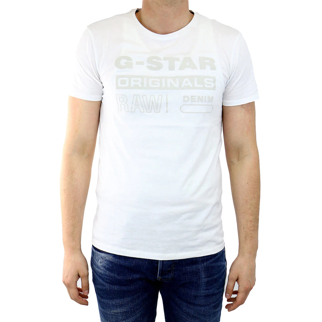 G-Star Wapro Long Crew Neck Short Sleeve T-Shirt Fashion Tee - White - Mens 1 G-Star Wapro Long Crew Neck Short Sleeve T-Shirt Fashion Tee - White - Mens
