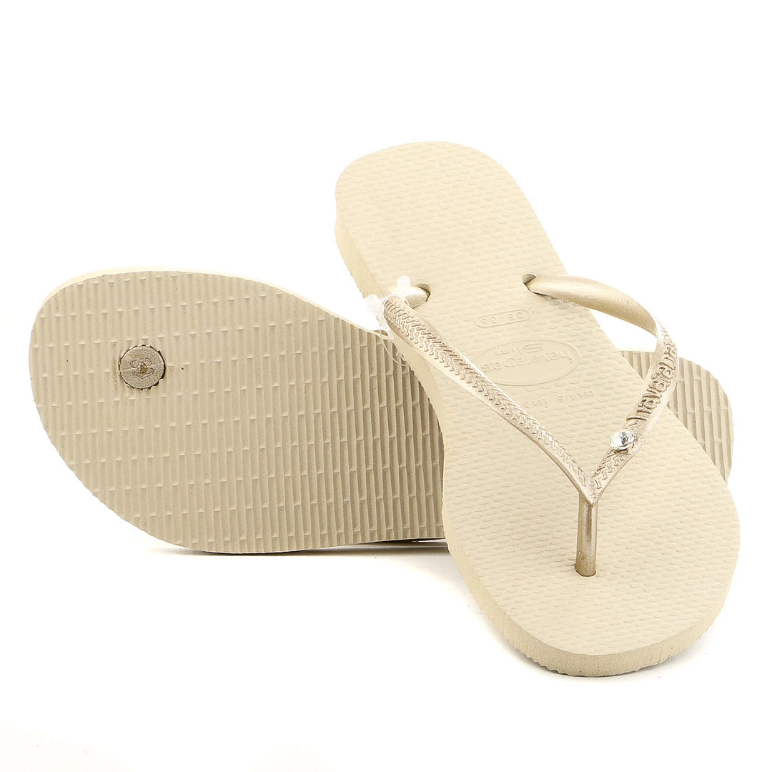 Havaianas Slim Crystal Glamour Swarovski Thong Flip Flop Sandal - White - Womens 5 Havaianas Slim Crystal Glamour Swarovski Thong Flip Flop Sandal - White - Womens