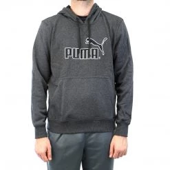 Puma NO 1 Logo Hoodie - Medium Grey Heather/White - Mens