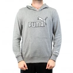 Puma NO 1 Logo Hoodie - Medium Grey Heather/White - Mens