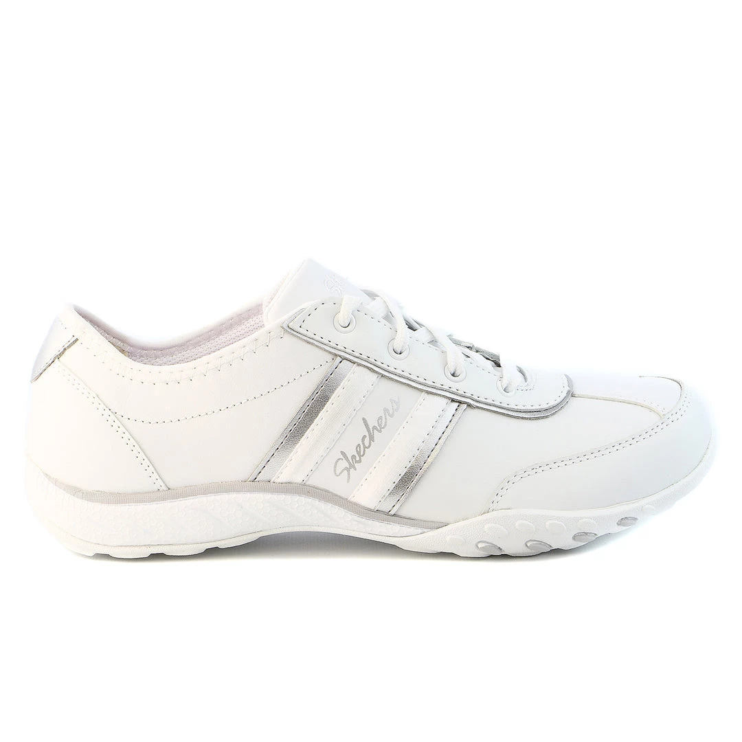 Skechers Breathe Easy - Little Gem Fashion Sneaker Shoe - White/Silver - Womens 1 Skechers Breathe Easy - Little Gem Fashion Sneaker Shoe - White/Silver - Womens