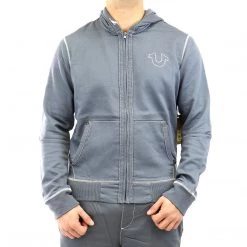 True Religion L/S Contrast Stitch Big T Fashion Hoodie Jacket - Pavement - Mens